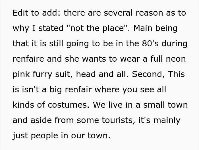 25YO Refuses To Take 12YO Sister To Renaissance Fair Because She Insists On Wearing Furry Outfit