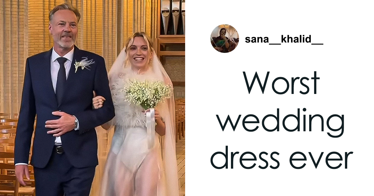 Influencer accused of wearing worst wedding dress ever after her underwear was seen