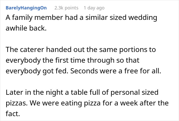 Bride Is Furious Guests Ordered Pizzas Because Her Family Ate Most Of The Food