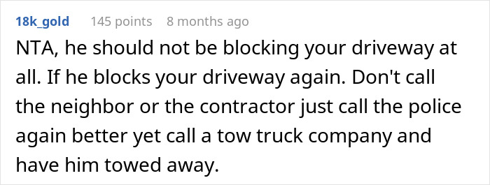 Entitled Contractor Blocks Neighbor’s Driveway, Then Demands He Cover The Parking Fine