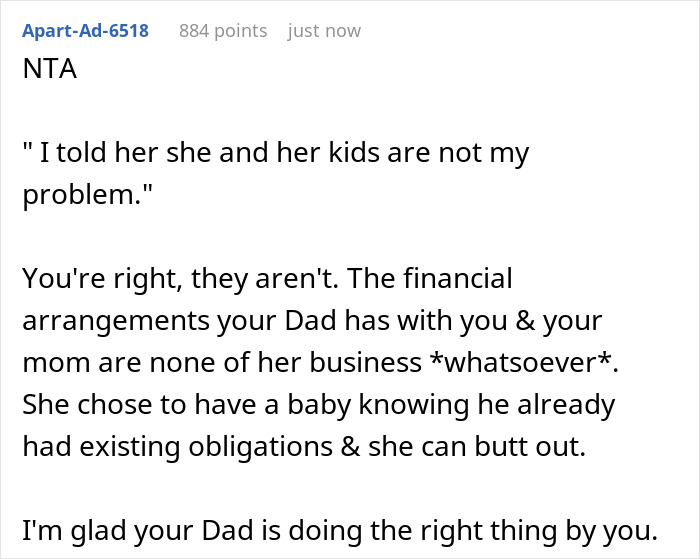 "[Am I The Jerk] For Shrugging When My Dad's Wife Told Me They Need All Of Dad's Money Right Now?"