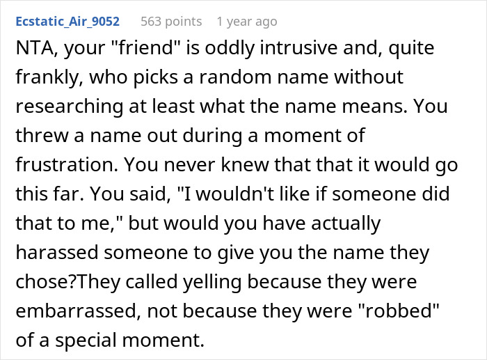 Woman Gives Friend A Fake Baby Name, They Steal It And Find Out The Hard Way What It Means