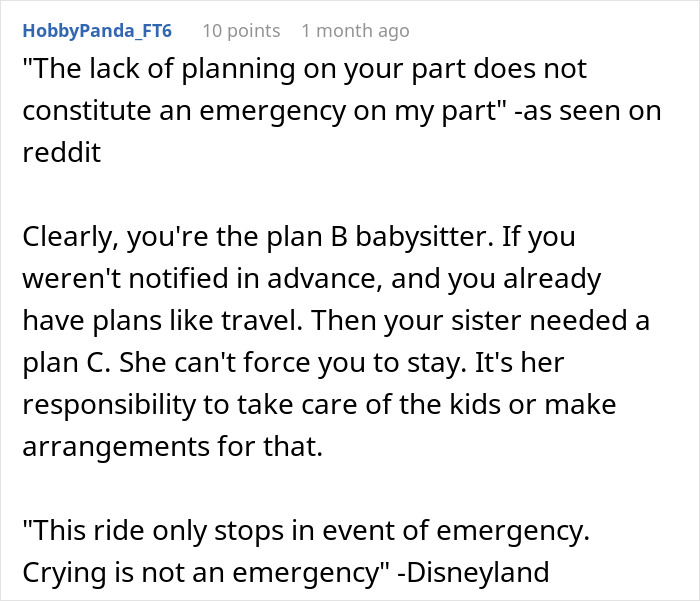 Sister Shocked When Woman Refuses To Cancel Fully Paid Vacation To Babysit Last-Minute