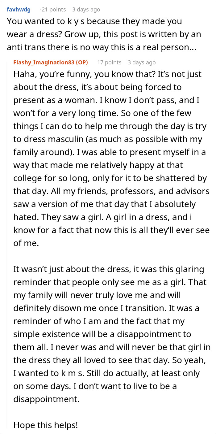 19-Year-Old Trans Man Makes His Traditional Family Regret Making Him Wear A Dress For Graduation