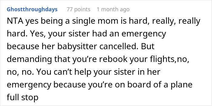 Sister Shocked When Woman Refuses To Cancel Fully Paid Vacation To Babysit Last-Minute