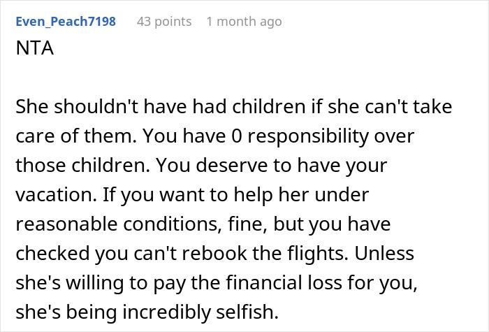 Sister Shocked When Woman Refuses To Cancel Fully Paid Vacation To Babysit Last-Minute