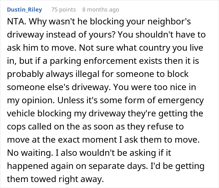 Entitled Contractor Blocks Neighbor’s Driveway, Then Demands He Cover The Parking Fine