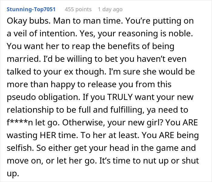 Guy Won't Remarry To 'Help' The Wife He Cheated On, His Girlfriend Of 5 Years Is Fed Up