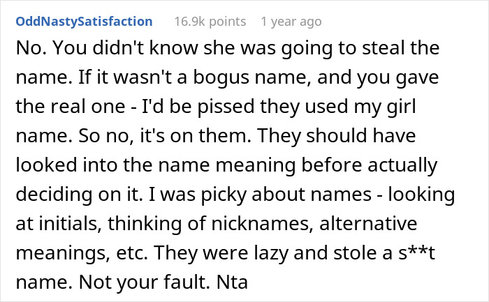 Woman Gives Friend A Fake Baby Name, They Steal It And Find Out The Hard Way What It Means