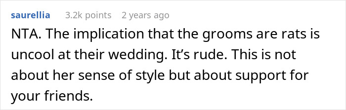 Woman Won't Change Her Mind About Wearing "I Support Gay Rats" Dress To Wedding, Ends Up Single