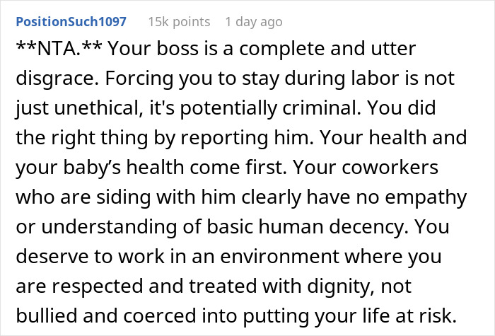 Woman Reports Boss To HR After He Forces Her To Go To Meeting During Labor, Coworkers Hate Her