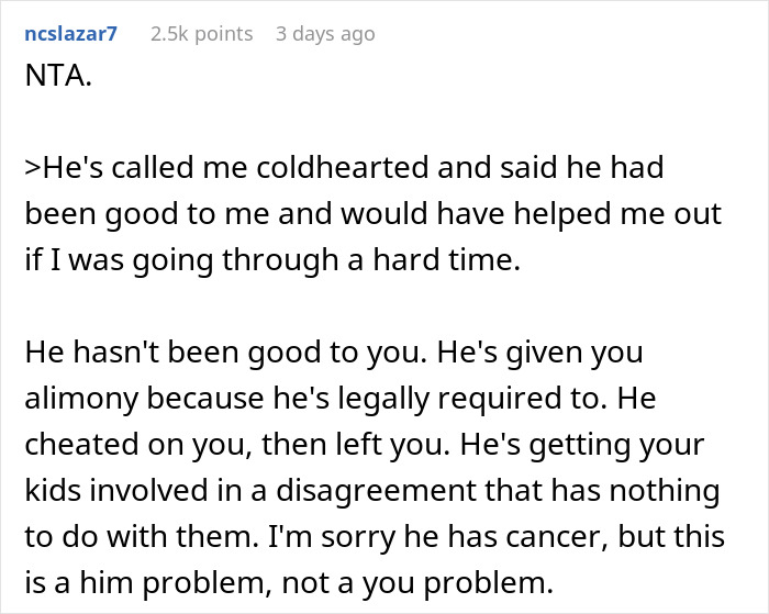 Ex-Hubby Asks Woman To Waive Alimony So He Can Pay For Cancer Treatment, She Emphasizes His Spending