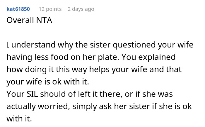 “AITAH For Serving My Wife Less Food Than Me And Our Guests?”