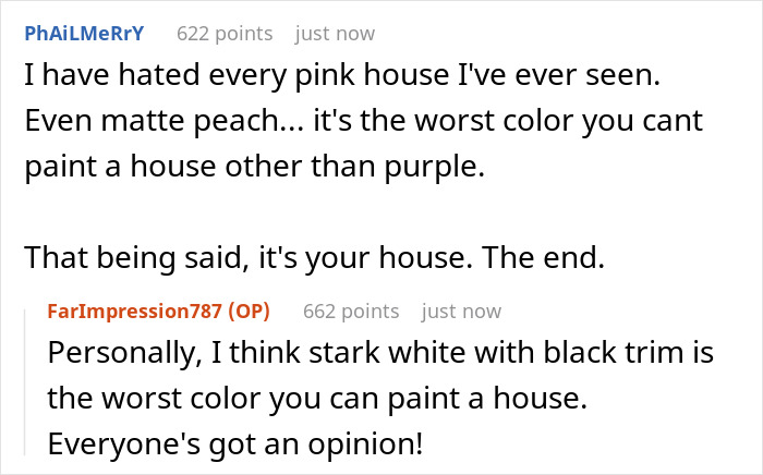 Homeowner Is Sick Of Neighbor's Complaints About Their Bright Color House, Tells Him To Get A Life