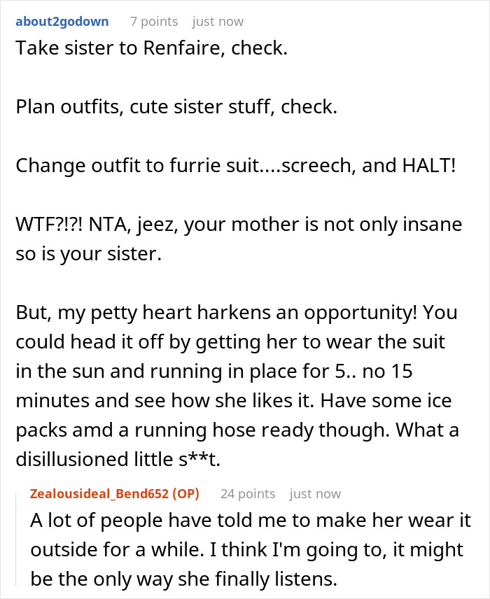 25YO Refuses To Take 12YO Sister To Renaissance Fair Because She Insists On Wearing Furry Outfit