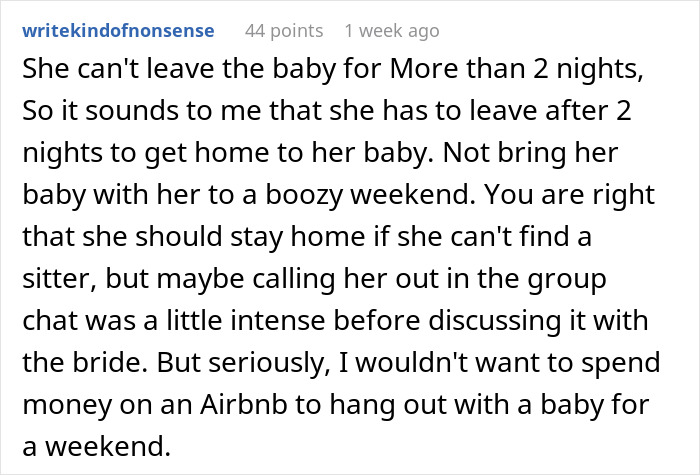 Group Chat Turns Silent After Woman Tells New Mom Not To Bring Her Baby To Bachelorette