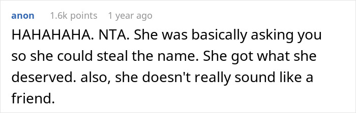 Woman Gives Friend A Fake Baby Name, They Steal It And Find Out The Hard Way What It Means