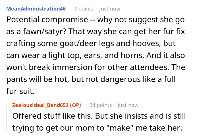 25YO Refuses To Take 12YO Sister To Renaissance Fair Because She Insists On Wearing Furry Outfit