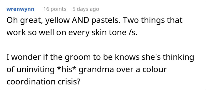 “Don’t Like Yellow, Sorry”: Grandma Pushes Bridezilla Past Her Limit By Refusing Dress Code