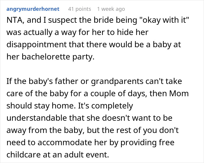 Group Chat Turns Silent After Woman Tells New Mom Not To Bring Her Baby To Bachelorette