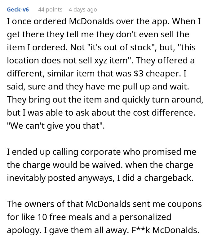 Customer’s Malicious Compliance Highlights Fast-Food Chain’s Ridiculous Policy, Forces Refund