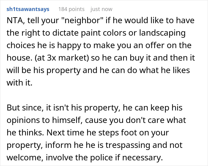 Homeowner Is Sick Of Neighbor's Complaints About Their Bright Color House, Tells Him To Get A Life