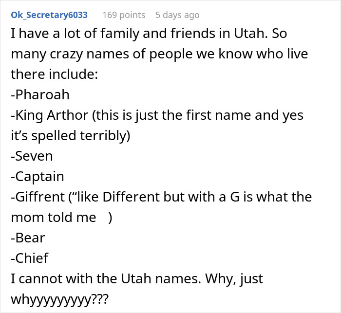 “Kunthea”: Woman Documents The Most Unfortunate Baby Names That Utah Parents Have Chosen