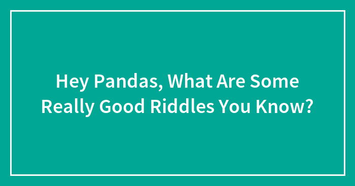 Hey Pandas, What Are Some Really Good Riddles You Know? (Closed)