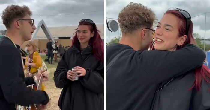 Dua Lipa “Desperate For Escape” As Fan Forces Her To Listen To His Song At Glastonbury