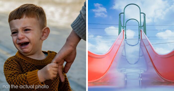 Kid Screams And Cries, Begging Dad Not To Push Him Down A Slide, Dad Just Mocks Him, Staff Take Revenge