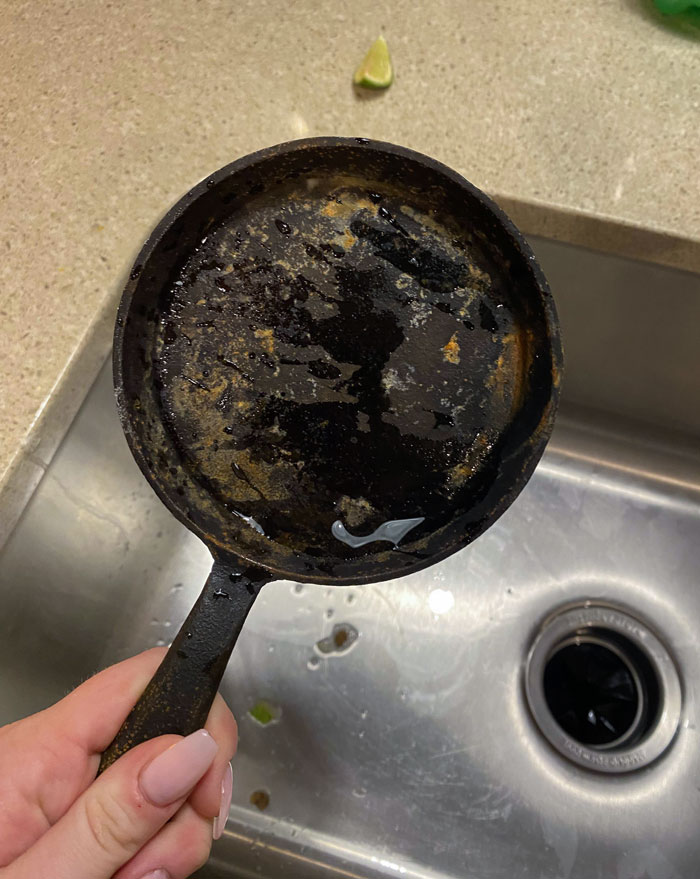 Specifically Told My Sister Not To Put The Cast Iron In The Dishwasher. Two Days Later I Find This