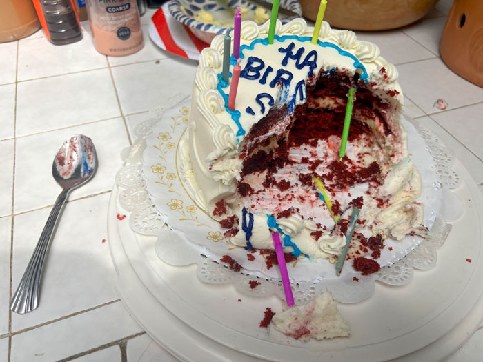 My Brother Ate Away At My Birthday Cake With A Spoon