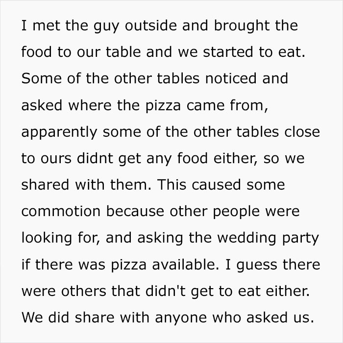 Bride Is Furious Guests Ordered Pizzas Because Her Family Ate Most Of The Food