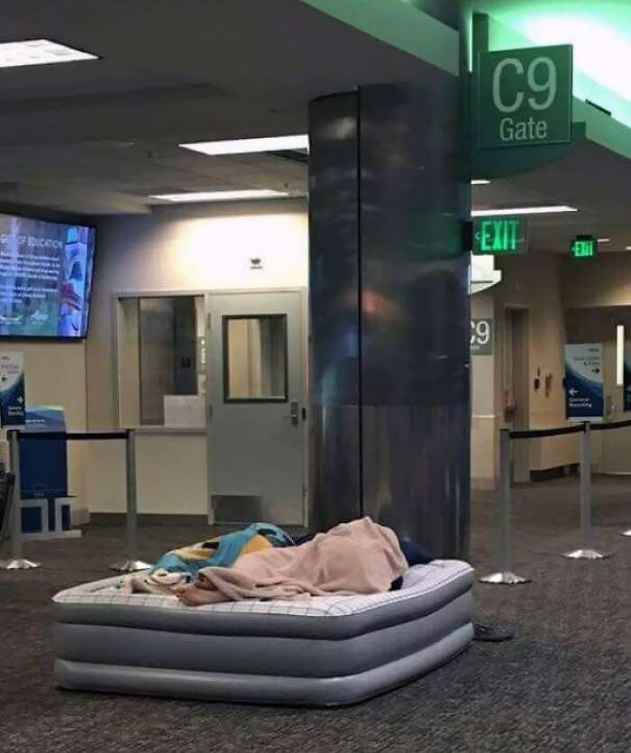 When Someone Takes "Sleeping At The Airport" To A Whole New Level