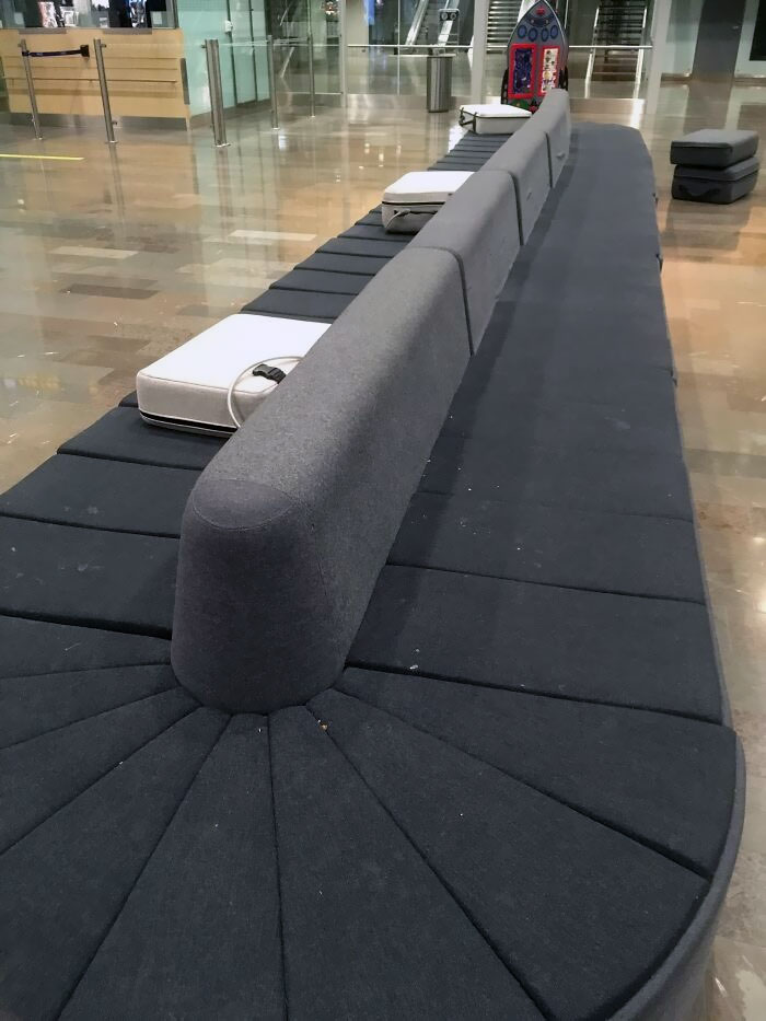 This Sofa In Stockholm Airport That Looks Like A Baggage Carousel With "Suitcase" Cushions