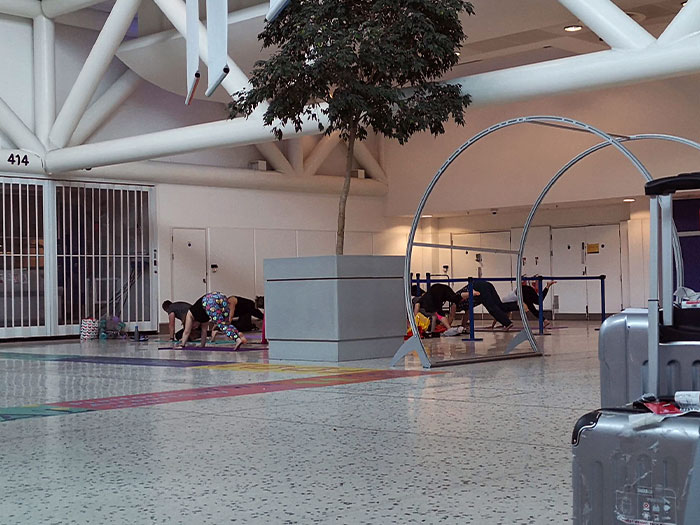 There's A Yoga Class At Manchester Airport Train Station If You're Interested