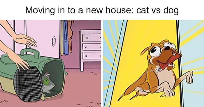 This Artist Has A Dog And Cat, And She Portrays Their Adventures In Her Comics (35 Pics)