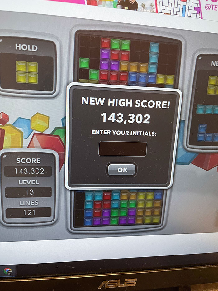 My Wife Found A New Game Called "Tetris" And Bet Me I Couldn't Beat Her Score Of Around 8000