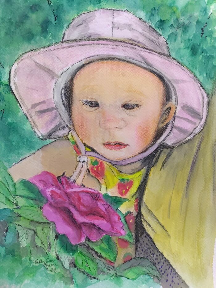 I Created A Painting Of My Granddaughter Titled "Madeline & The Rose"