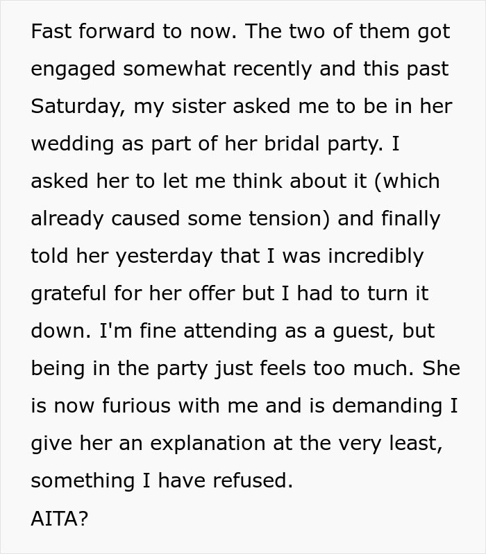 Man Wonders If He Should Confess The Reason He Won’t Attend Sister’s Bridal Party