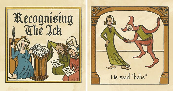 Clarice Tudor's 'Recognising The Ick' Uses Medieval Art To Highlight Modern Dating Issues (17 Pics)