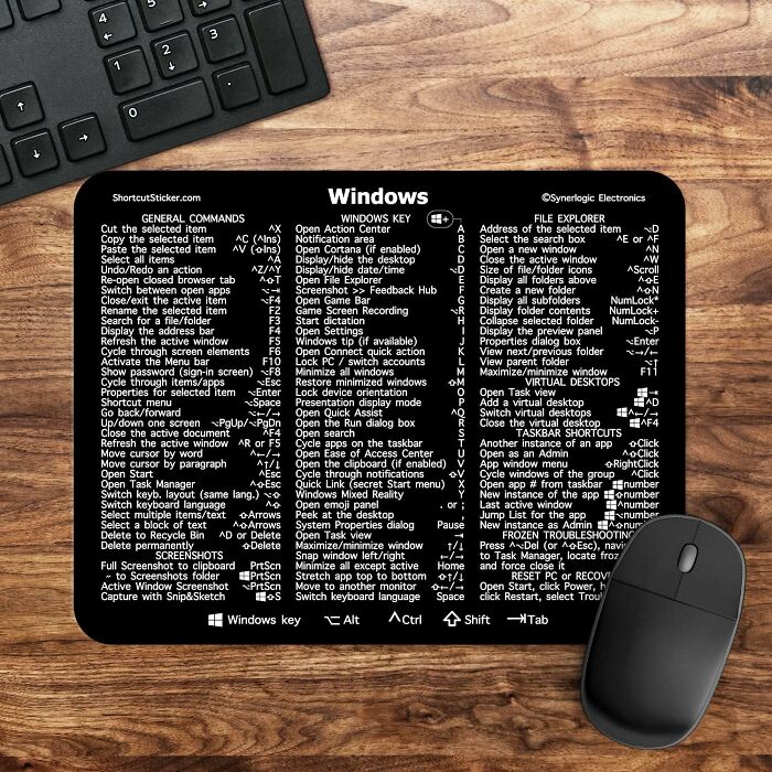 Silver: Synerlogic Windows Keyboard Shortcut Mousepad Is The Totally Legal Cheatsheet You Need