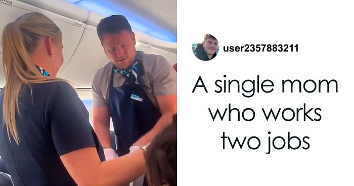 Woman Baffled To See Flight Attendant Is Her Boyfriend After He Got Up To Use The Restroom