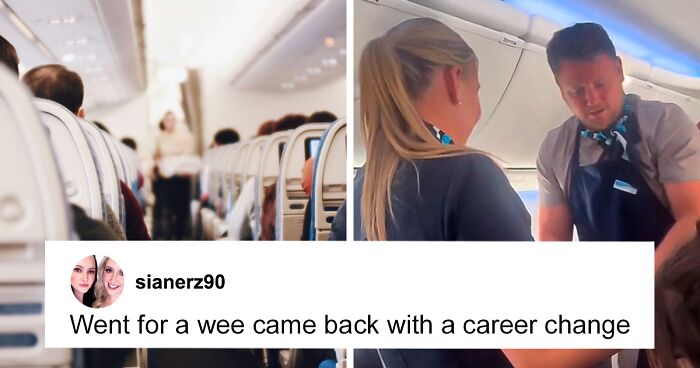 Passenger Stunned To See Boyfriend Go To The Loo And Come Back As A Flight Attendant