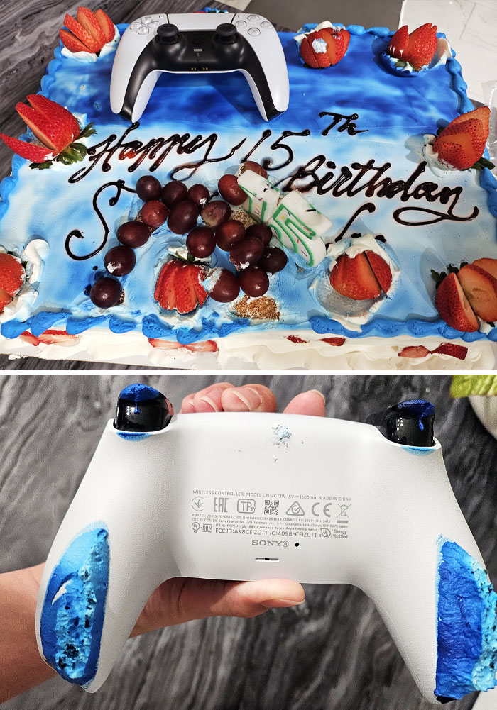 My Mom Thought My Controller Would Be A Good Birthday Cake Decoration. Icing Is Not Coming Off