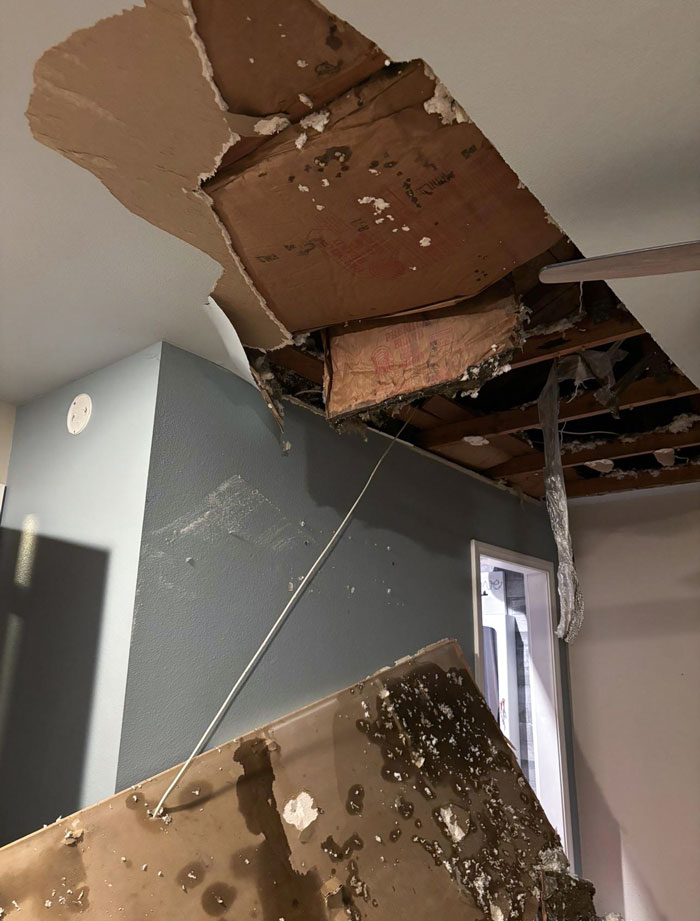 Pipe Burst In The Attic And The Ceiling Caved In