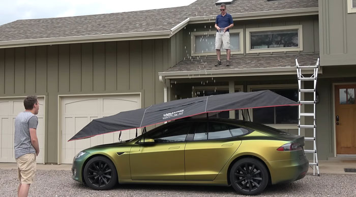 Protecting Your Tesla From Hail With A Car Tent