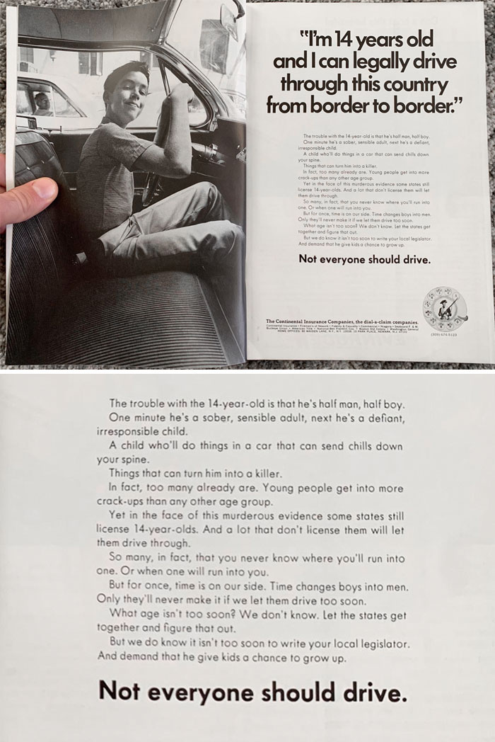 This Ad From 1969 Asks For The Driving Age To Be Increased From 14 Years Old