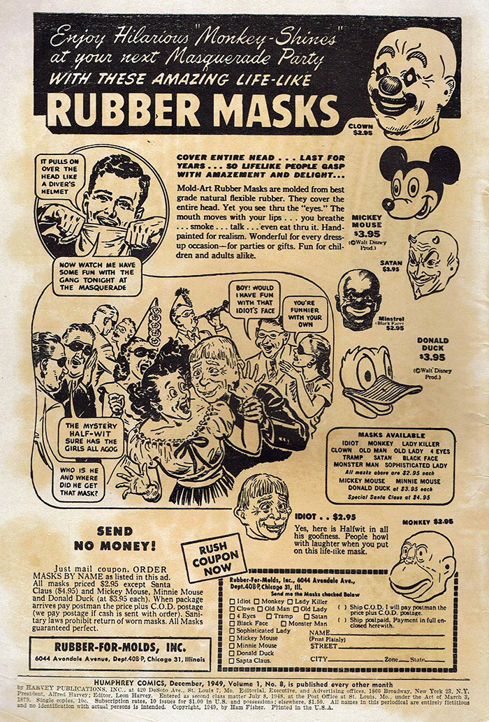 This 1949 Ad In A Comic Book For Rubber Masks