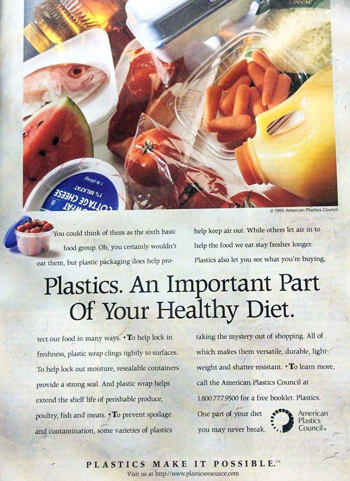 This Ad From Time Magazine In 1997 Promotes Plastic. Meanwhile, People Are Trying To Replace Plastic Because It’s Harmful To The Environment